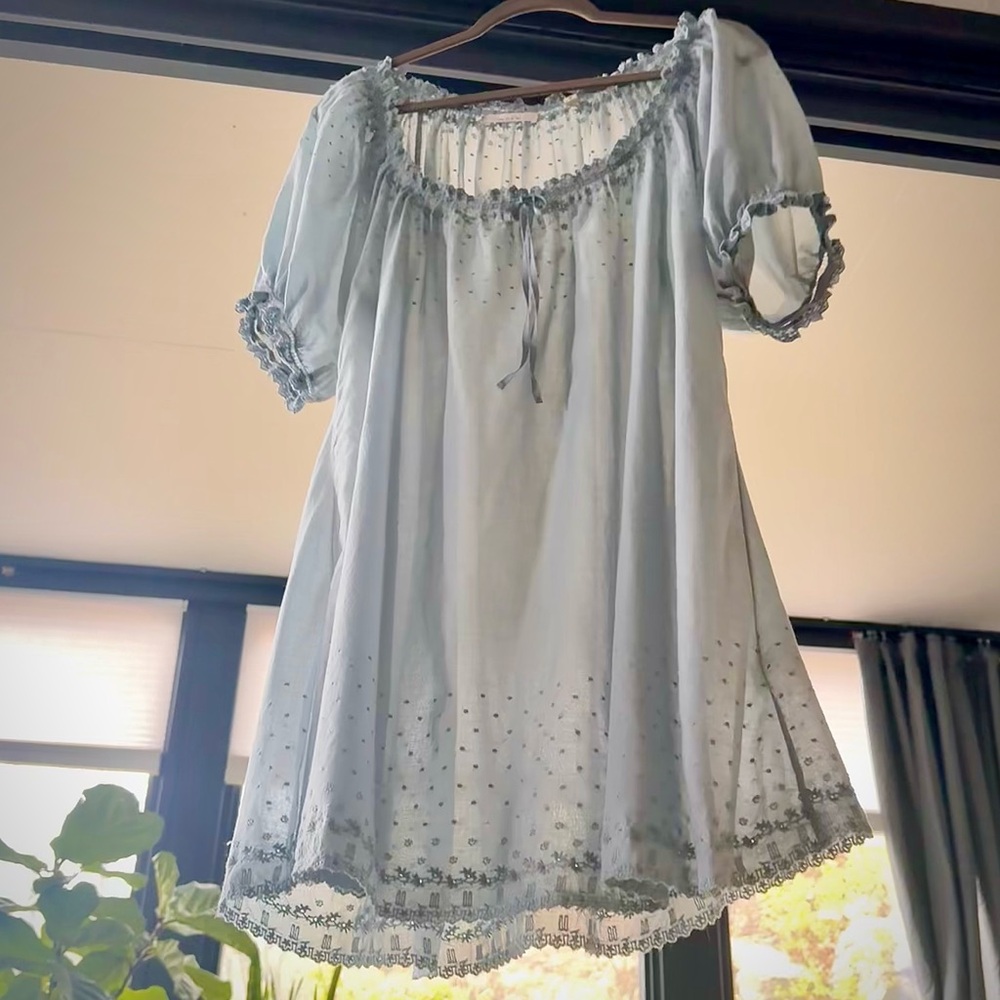 ✨💋SOLD💋✨👗💐DÔEN ‘Nettie’ Organic Cotton Short Nightgown Glass Slipper S✨